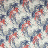 Italian 'painterly floral' over-printed textured wool - red coral/indigo 1.625 yd