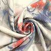 Italian 'painterly floral' over-printed textured wool - red coral/indigo 1.625 yd
