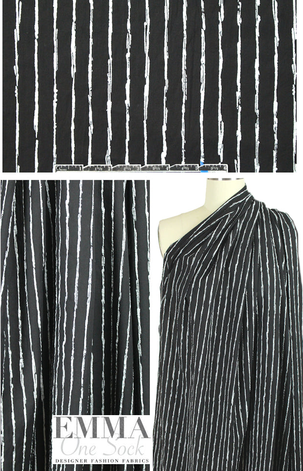 The0ry black/white puckered stripe cotton woven