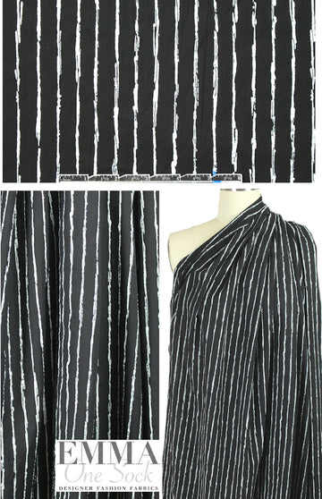 The0ry black/white puckered stripe cotton woven