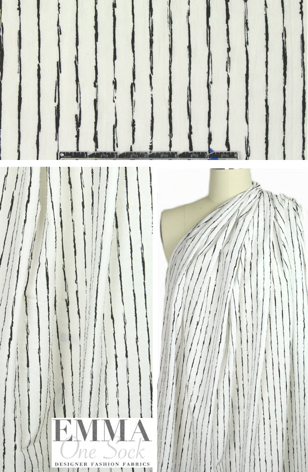 The0ry white/black puckered stripe cotton woven