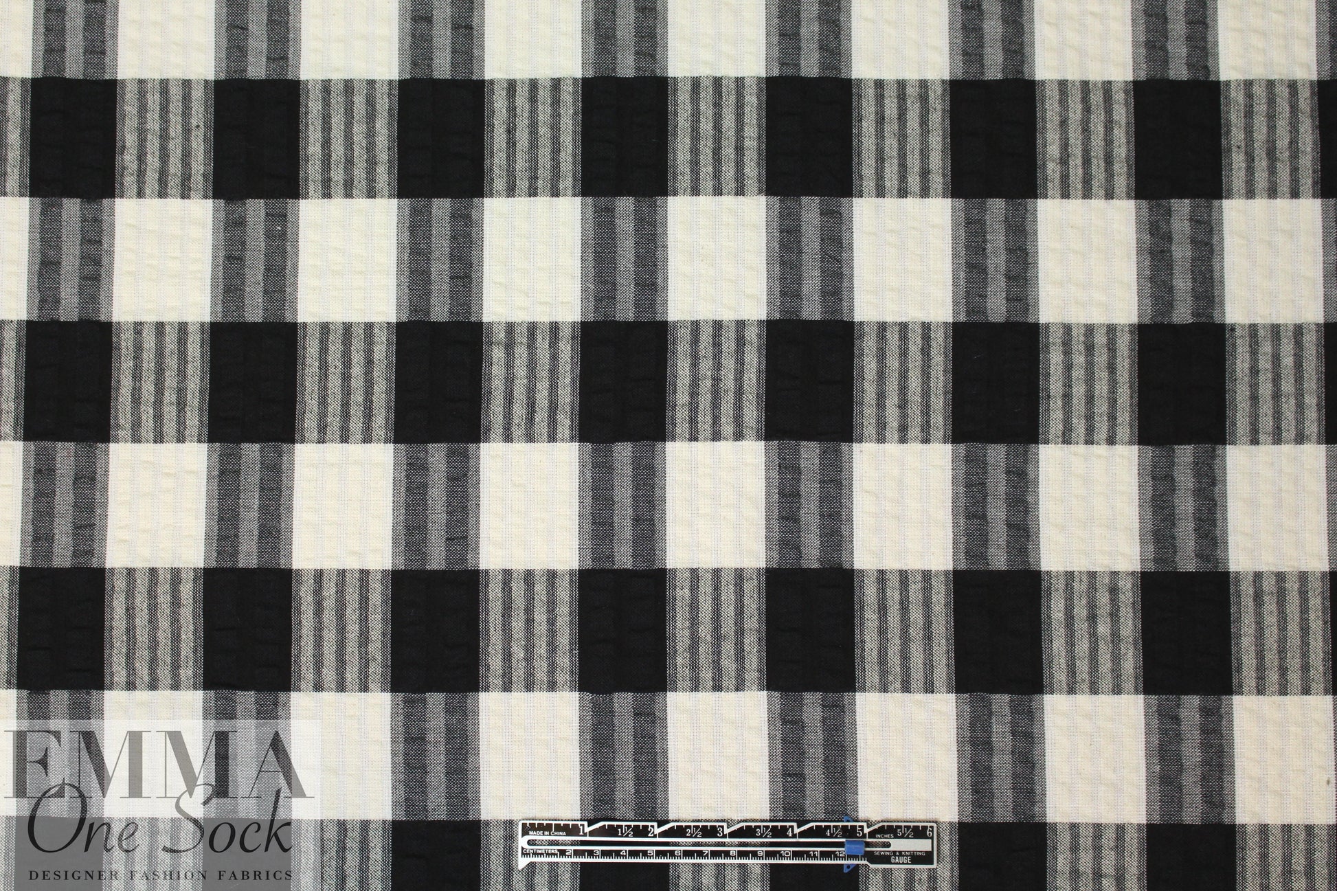 famous designer Italian crinkle cotton plaid woven .875 yds