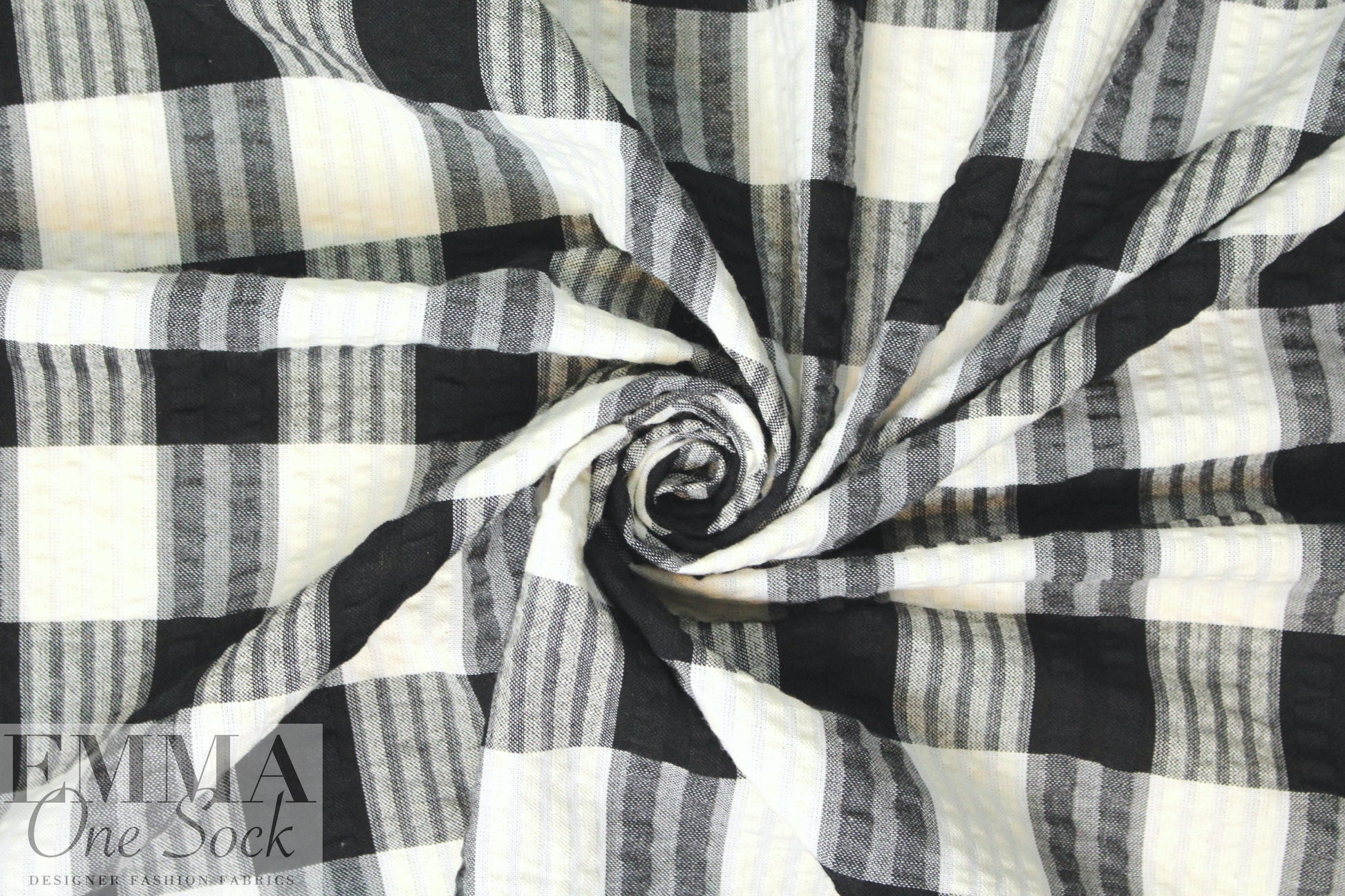 famous designer Italian crinkle cotton plaid woven .875 yds