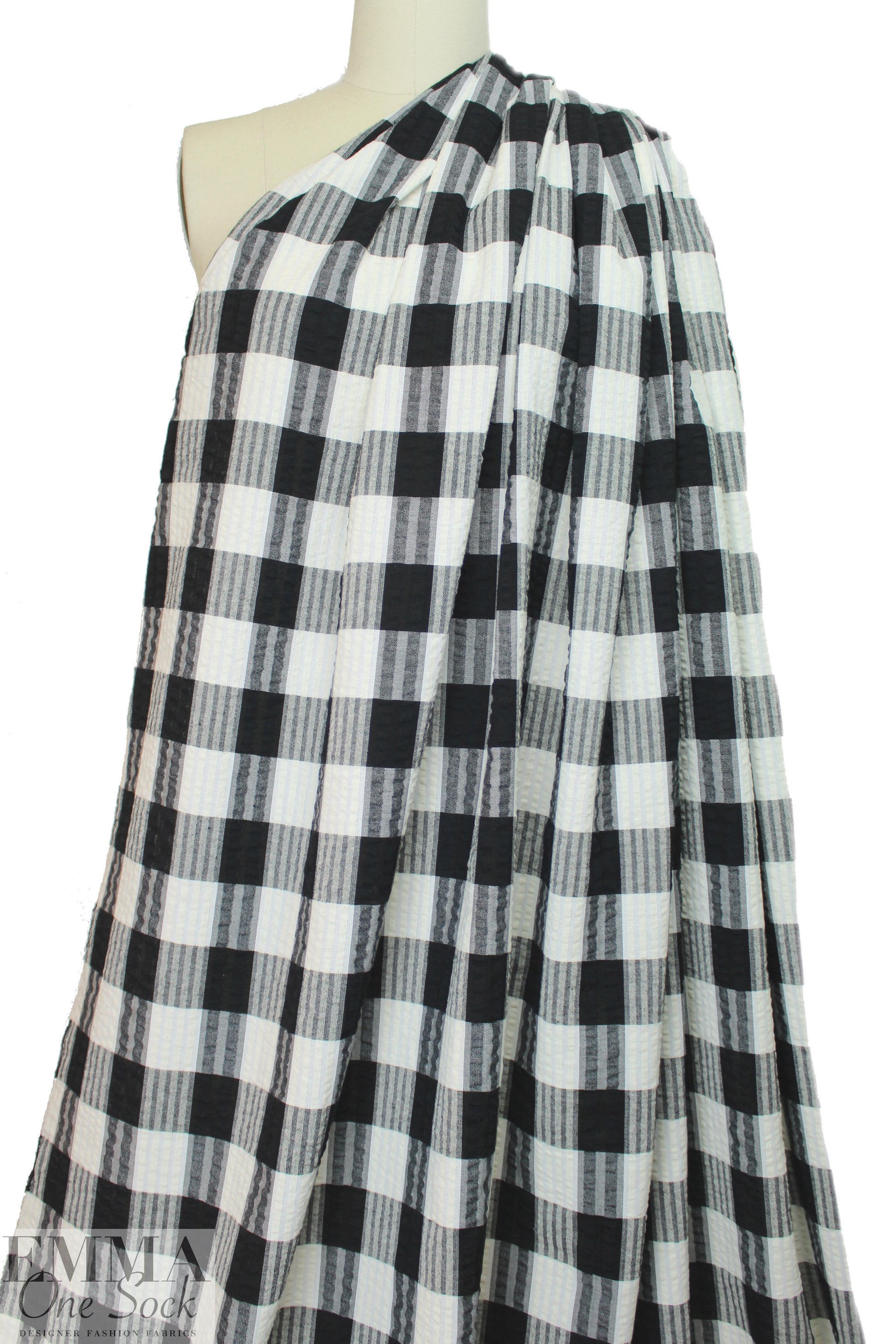 famous designer Italian crinkle cotton plaid woven