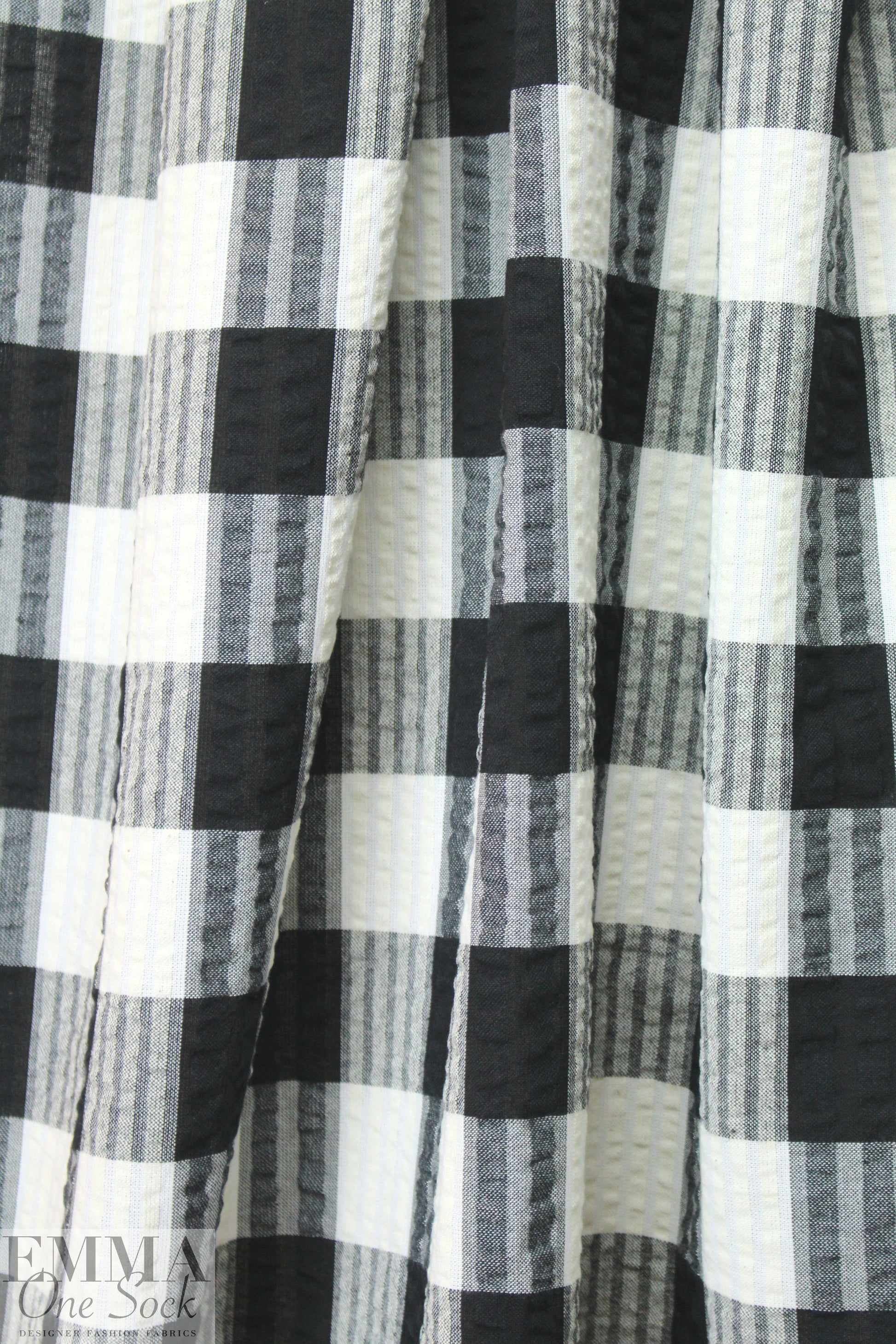 famous designer Italian crinkle cotton plaid woven .875 yds