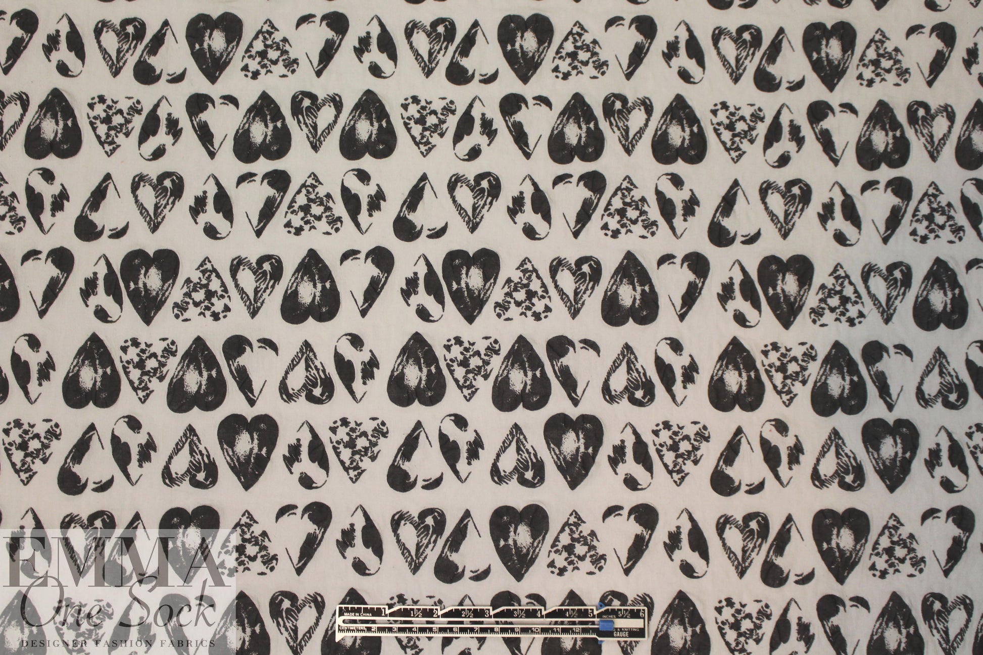 French puckered weave stretch cotton - black/gray 2 yd