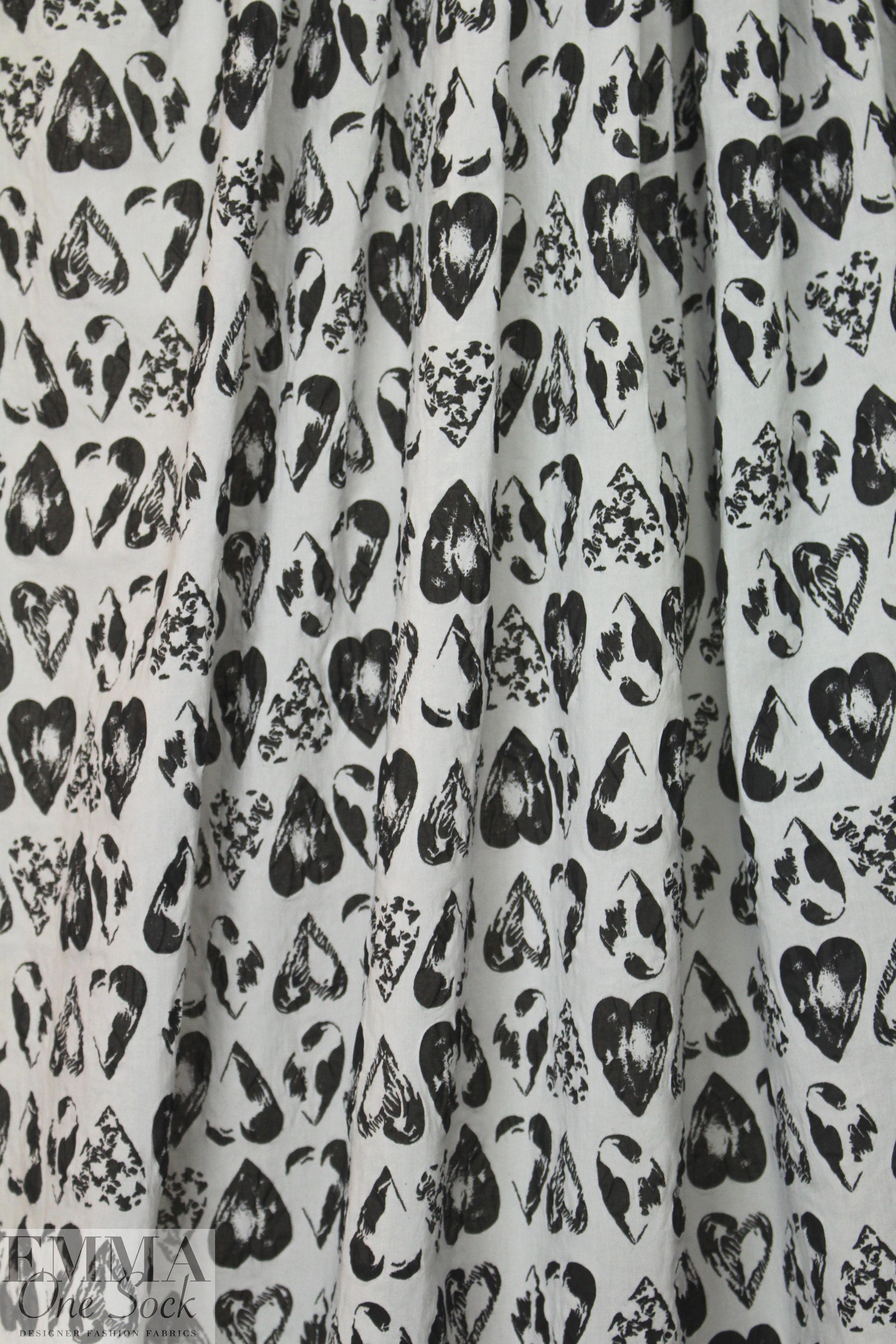 French puckered weave stretch cotton - black/gray 1.66 yd
