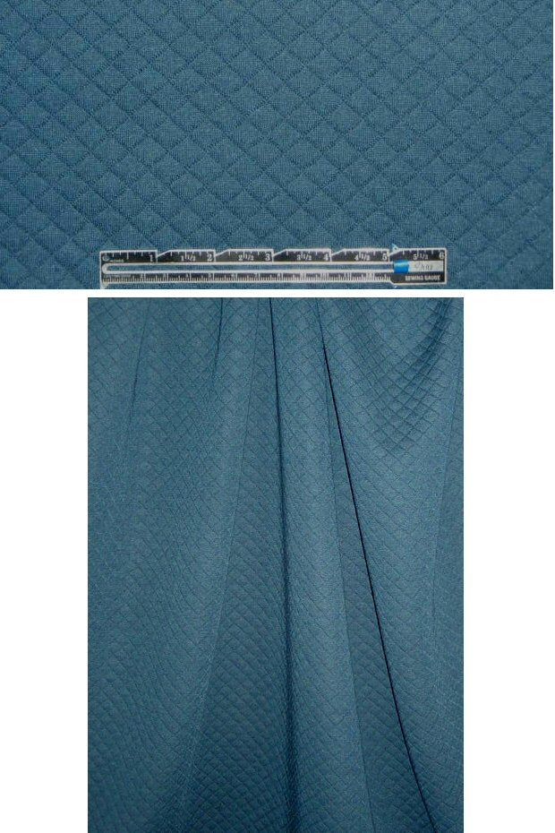Italian 'quilted' matelasse' 2-ply knit - teal