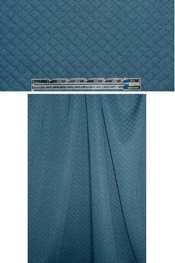 Italian 'quilted' matelasse' 2-ply knit - teal