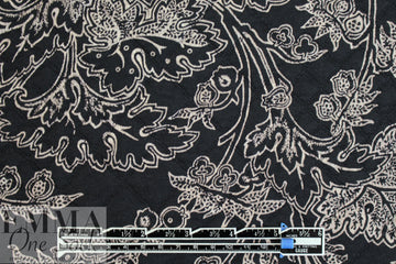 French printed 3-ply quilted-look knit - black deco flor