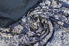 French printed 3-ply quilted-look knit - navy deco flor