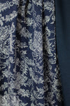 French printed 3-ply quilted-look knit - navy deco flor 2.6 yds