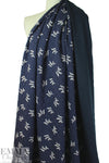 French printed 3-ply quilted-look knit - navy leaf/dot 2.25 yd