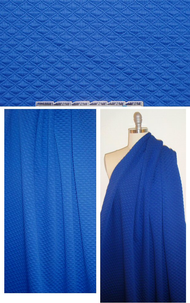 'quilted' diamond matelasse' 2-ply knit - cobalt