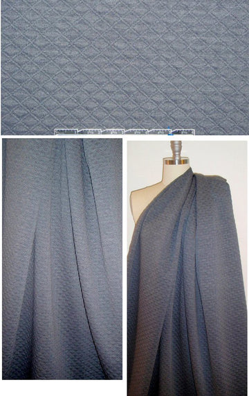 'quilted' diamond matelasse' 2-ply knit - med. gray 1.9 yd
