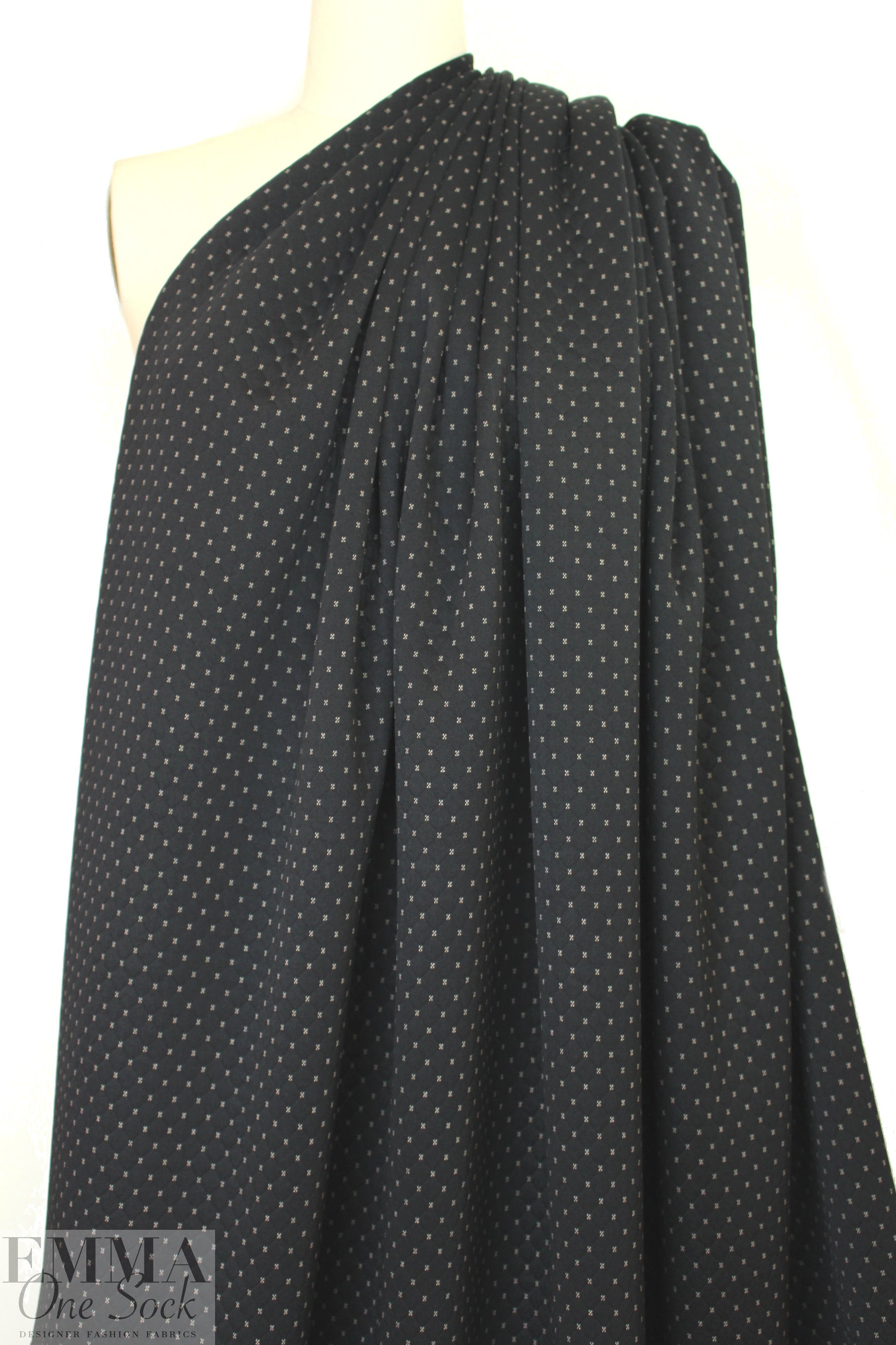 quilted diamond 3-ply knit - black/khaki 1.875 yd