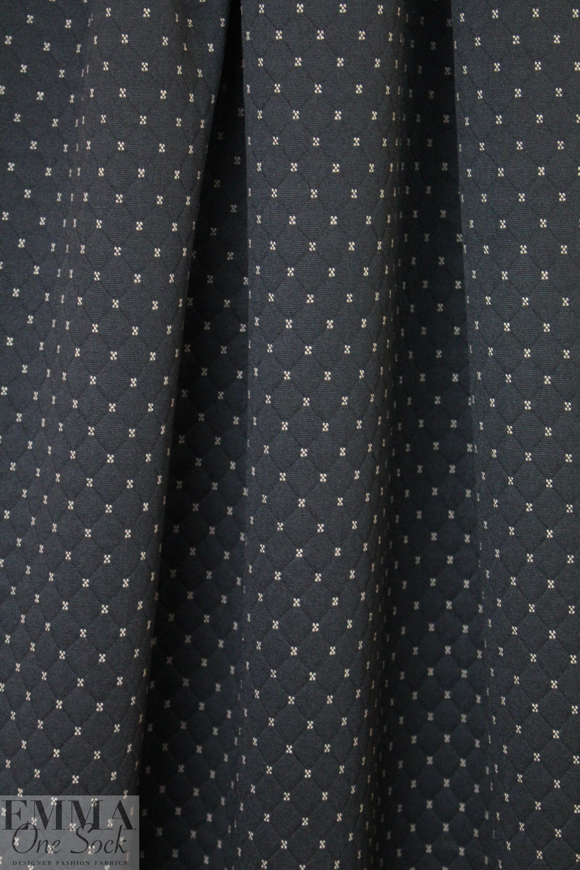 quilted diamond 3-ply knit - black/khaki 1.875 yd
