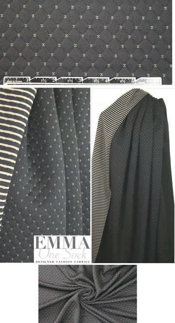 quilted diamond 3-ply knit - black/khaki *FLAW*