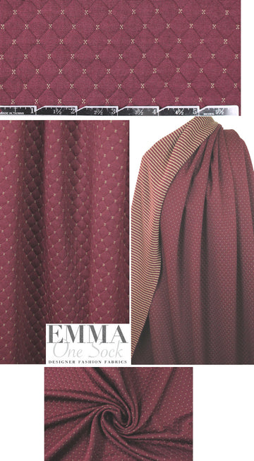 quilted diamond 3-ply knit - bordeaux/camel 2 yds