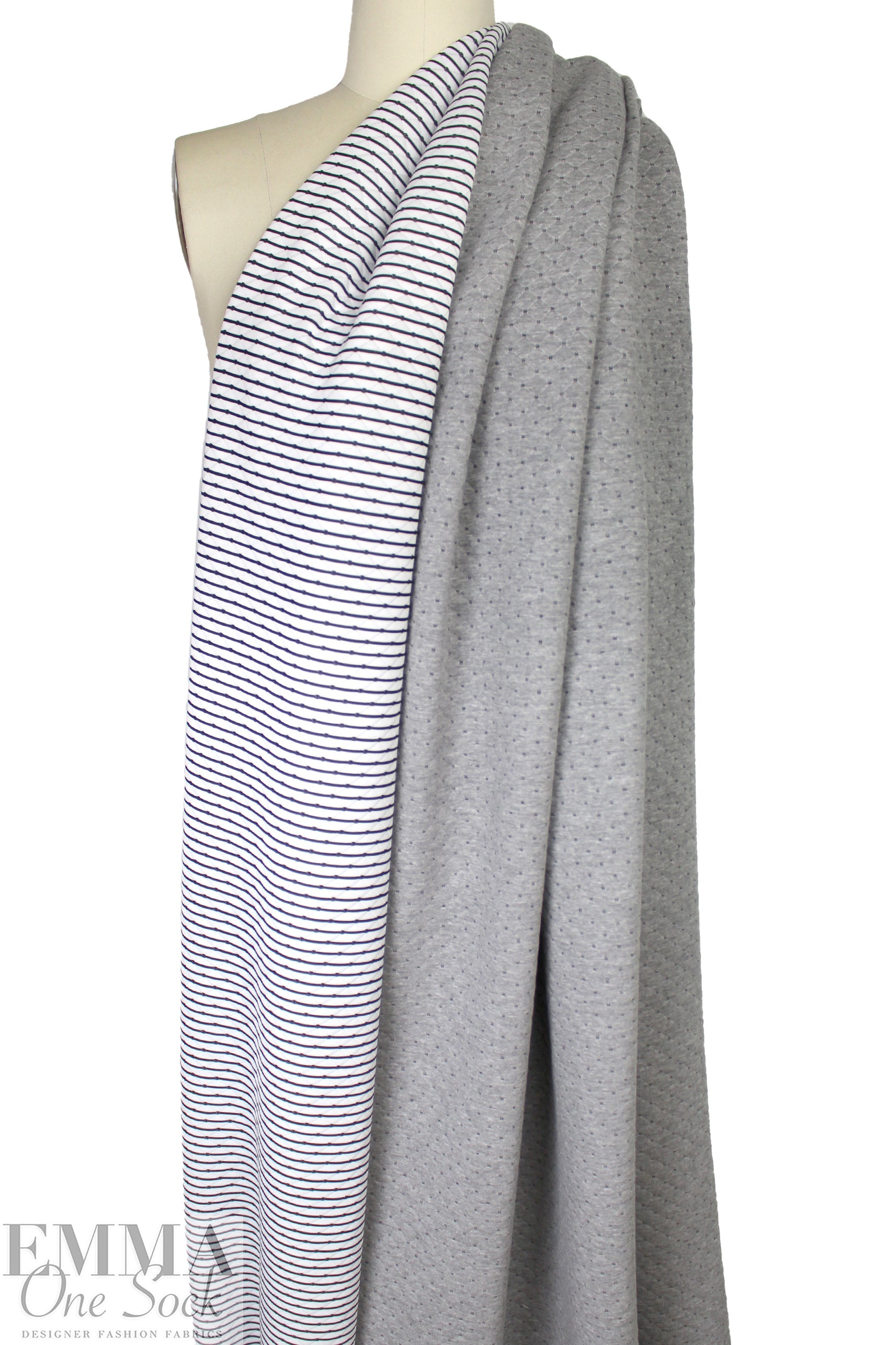 quilted diamond Oeko Tex reversible 3-ply knit - grey melange 2.5 yd