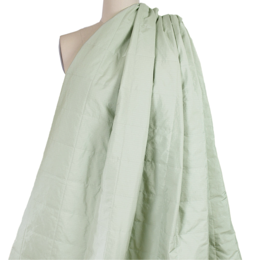 French water-resistant quilted windowpane jacketwear - celadon 1.25 yds