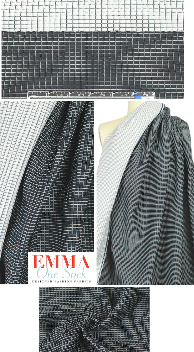 Italian midnight/white quilted grid matelasse'