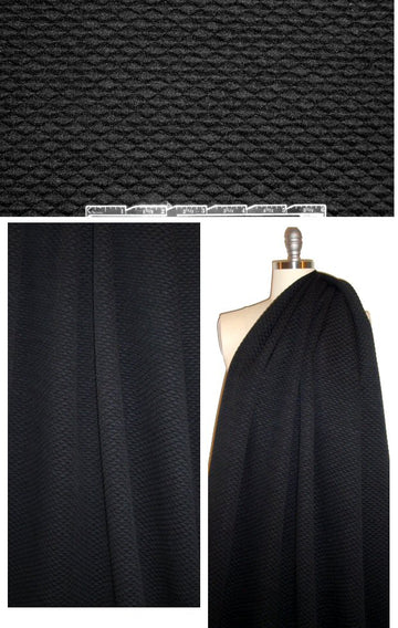 Italian quilted diamond matelasse' 3-ply knit - black