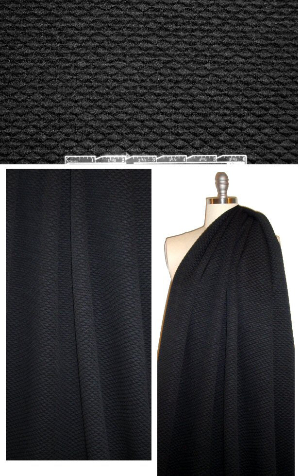 Italian quilted diamond matelasse' 3-ply knit - black 1.9 yds