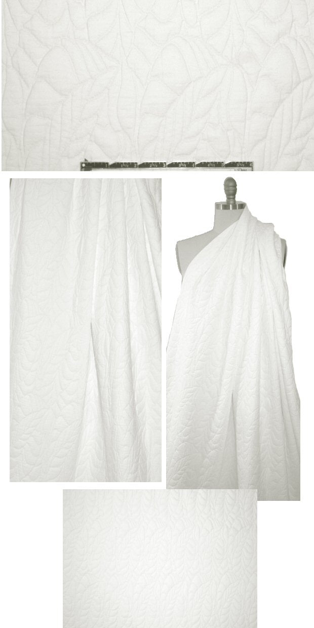 NY designer leaf design matelasse knit - soft white 1.375 yd