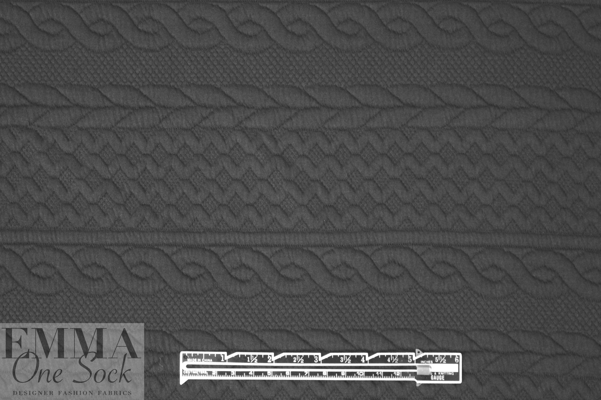 quilted cable matelasse' knit - black 1.75 yds
