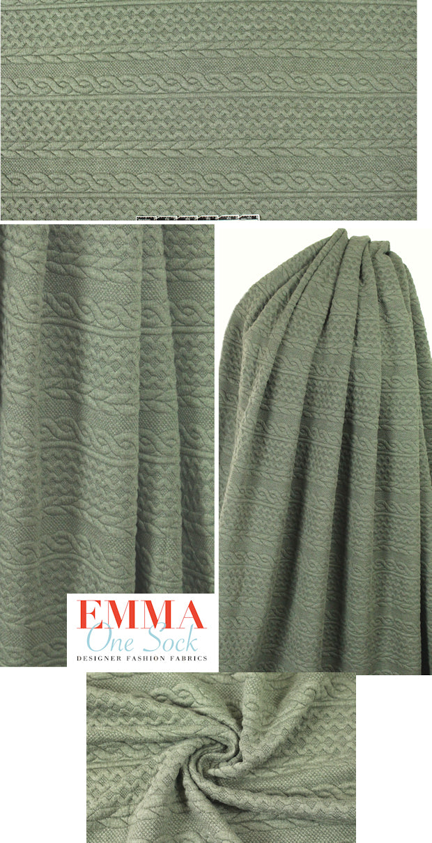 quilted cable matelasse' knit - seagrass 2 yds