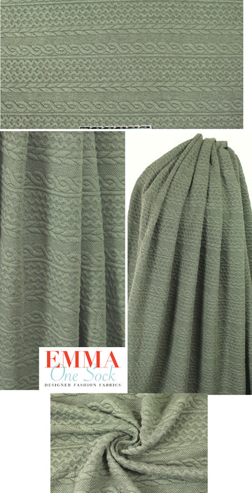 quilted cable matelasse' knit - seagrass 2 yds