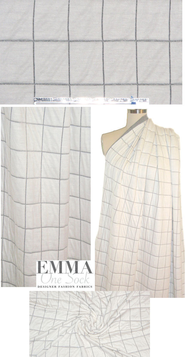 quilted-look 3-ply knit - natural/black grid