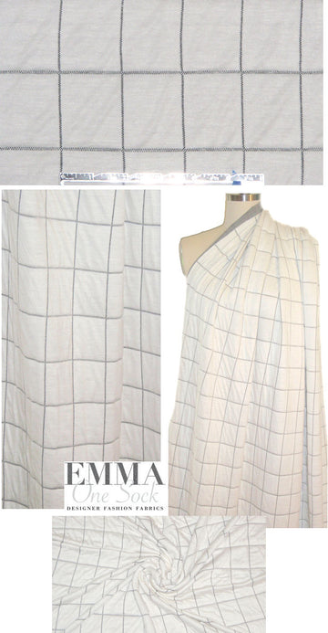 quilted-look 3-ply knit - natural/black grid