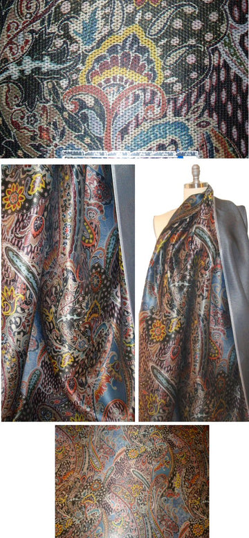 Italian decorative paisley over-printed raffia mesh 2 yd