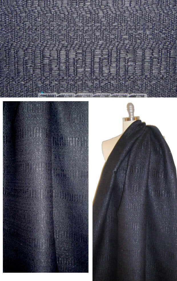 Rebecca Tay1or black fancy 'raffia' weave suiting 1.5 yd
