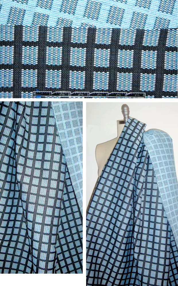 0pening Ceremony turq/blue windowpane jacquard 2.25 yd