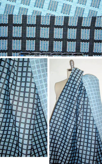 0pening Ceremony turq/blue windowpane jacquard 1.75 yd