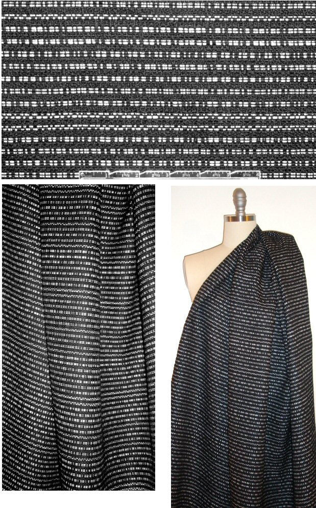 DKNY black with white stripes raffia-look suiting .9 yds