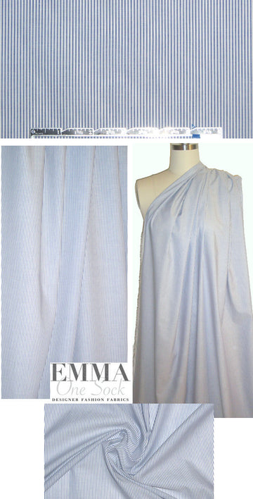Rag & B0ne blue/white mini stripe cotton woven 1.75 yd