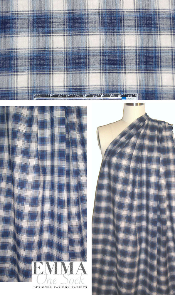 Rag & B0ne cotton gauze yarn dye plaid - blues