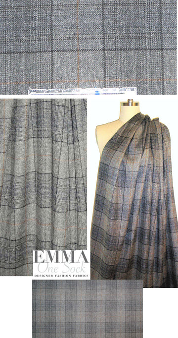 Rag & B0ne plaid suiting - gray/copper 1.375 yds
