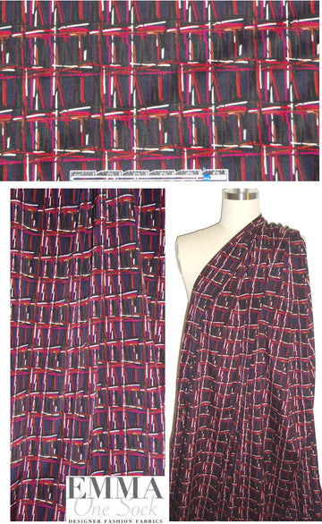 Rag & B0ne hatchy grid design silk stretch georgette 1.875 yd