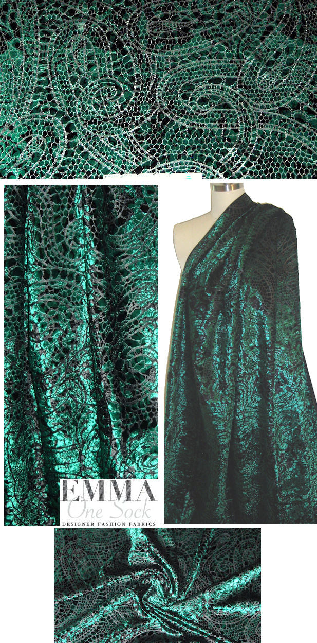 Rag & B0ne emerald mosaic silk/rayon velvet suiting .75 yds