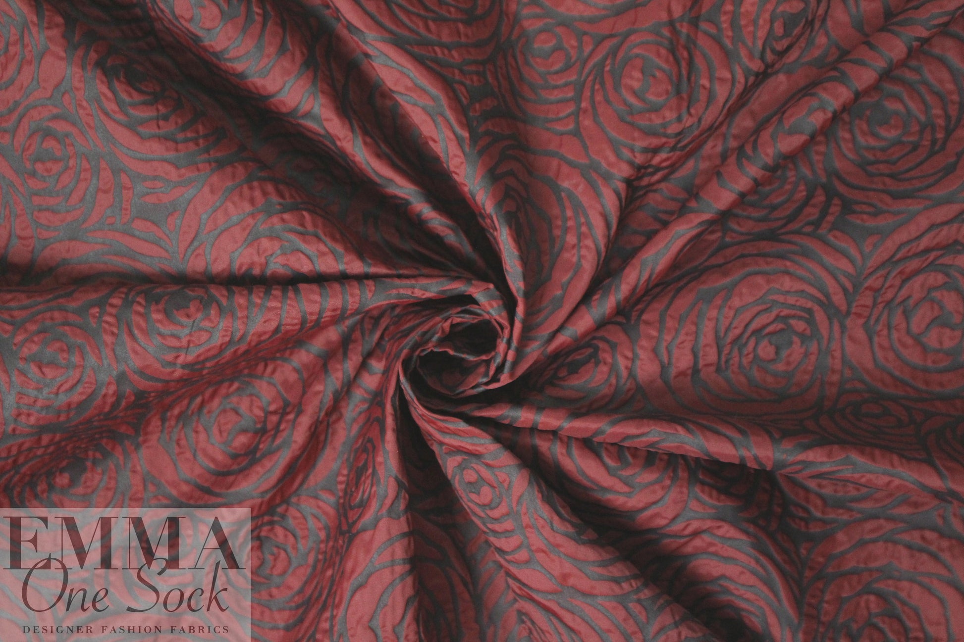 CA designer textured microfiber rainwear - red rose