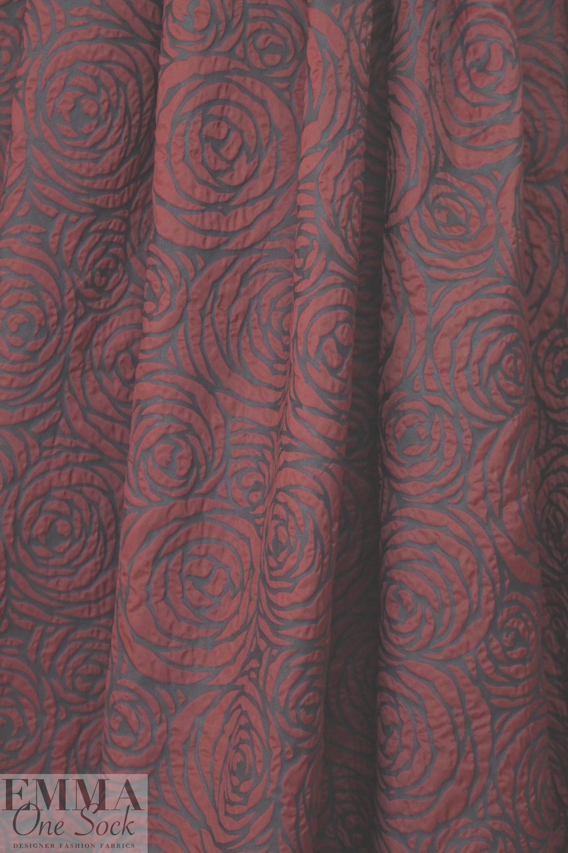 CA designer textured microfiber rainwear - red rose