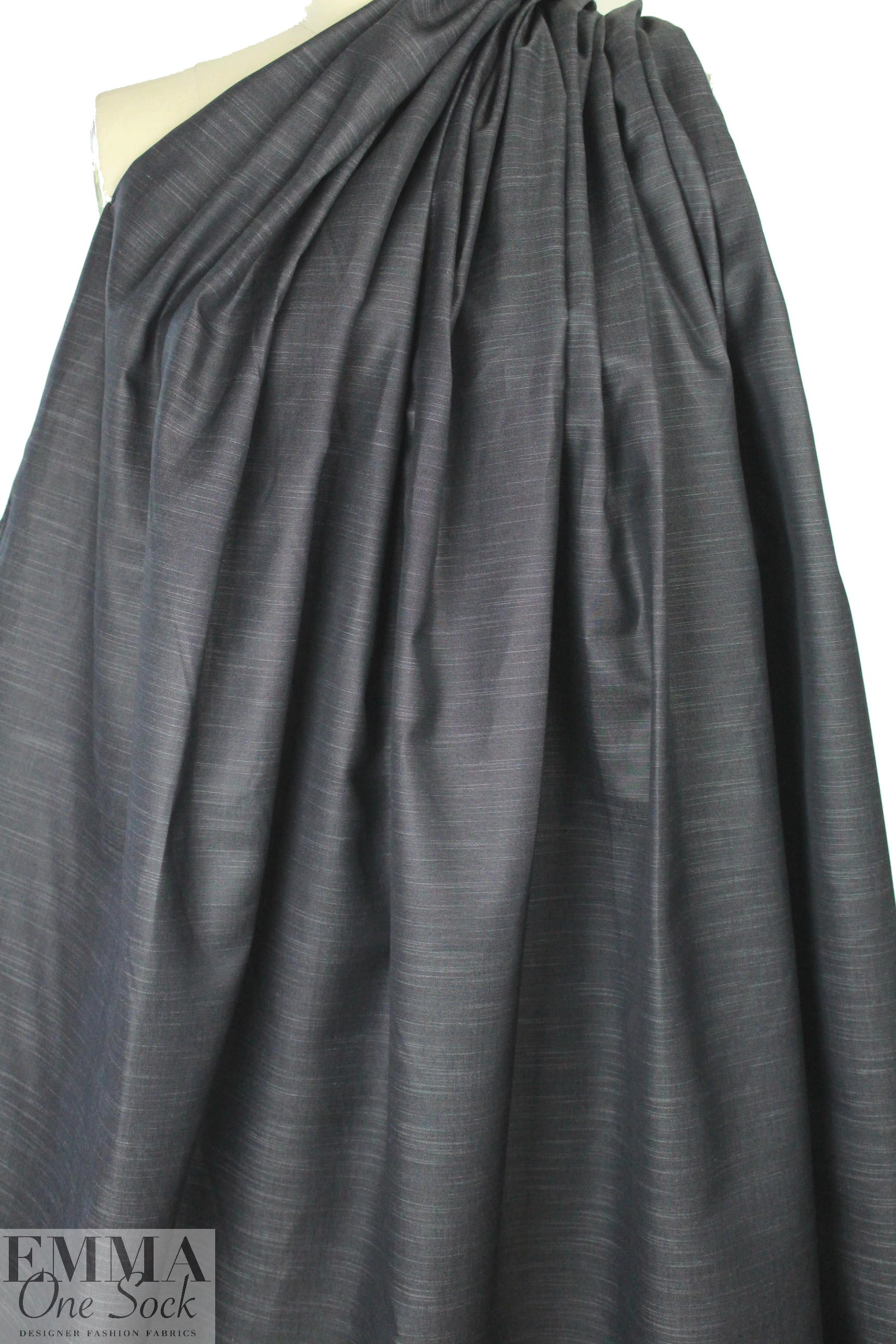 Italian blue with slubs treated cotton rainwear .66 yds