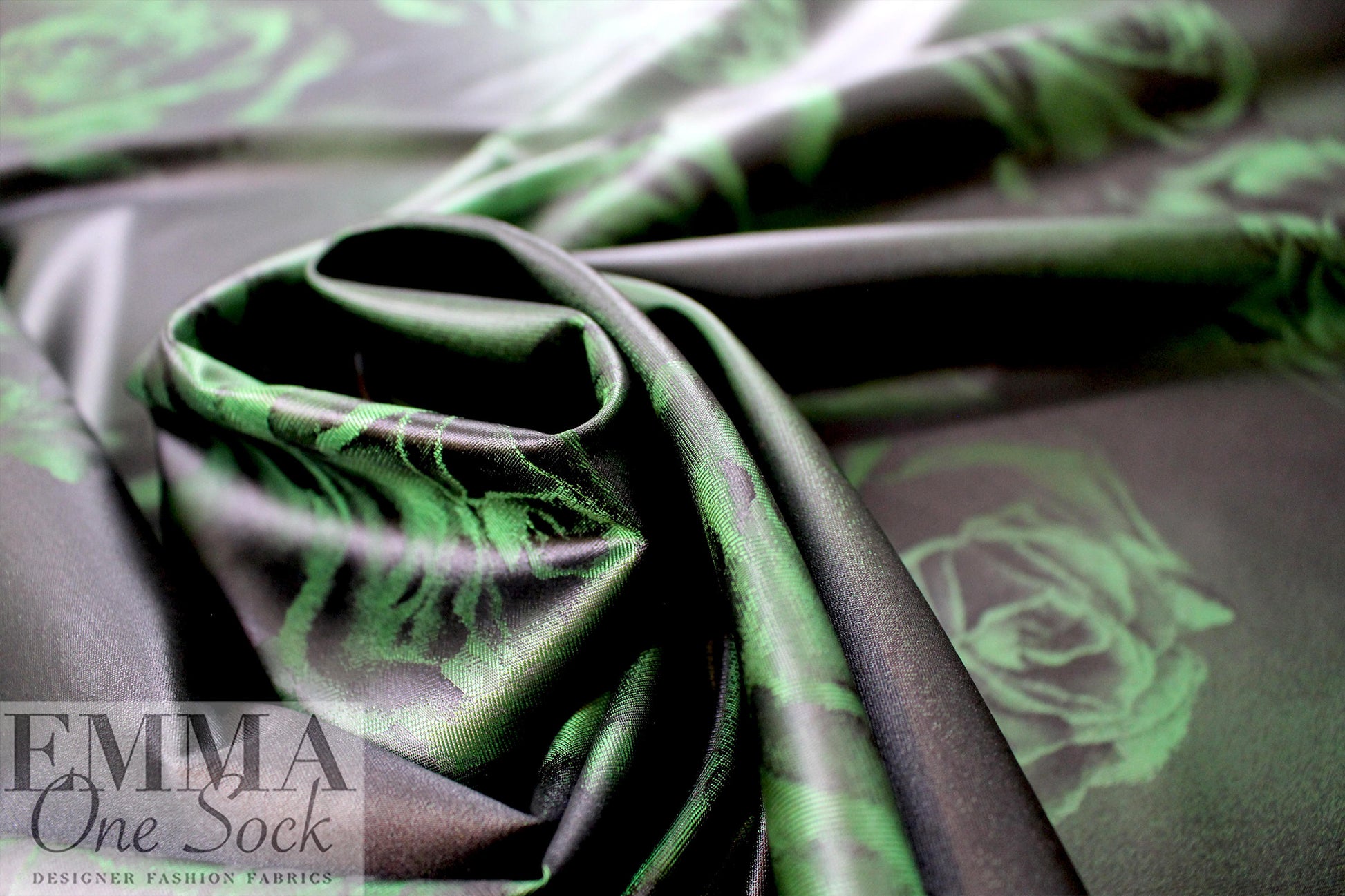 NY designer water resistant emerald rose jacquard