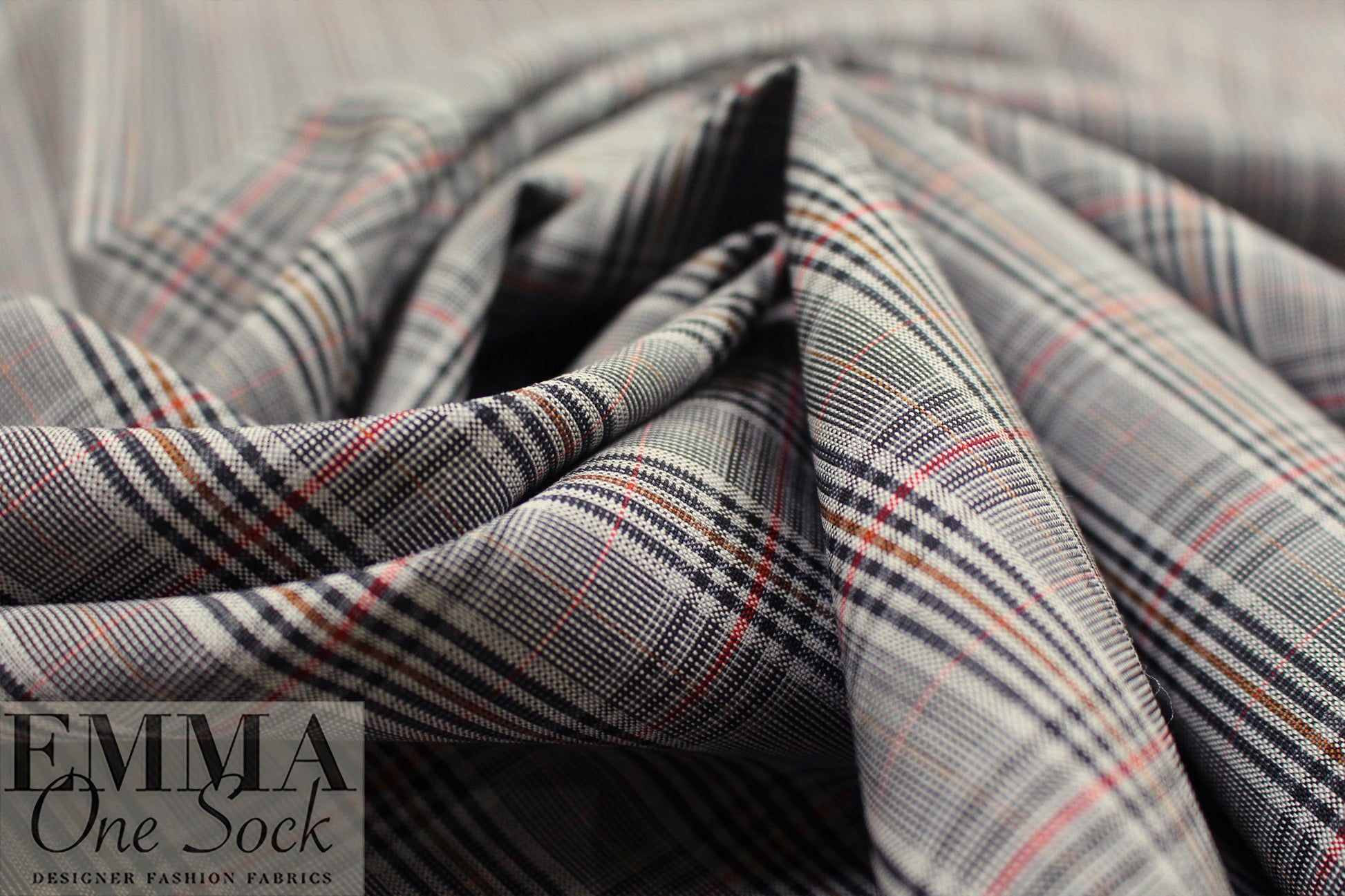 NY designer water resistant wool plaid woven