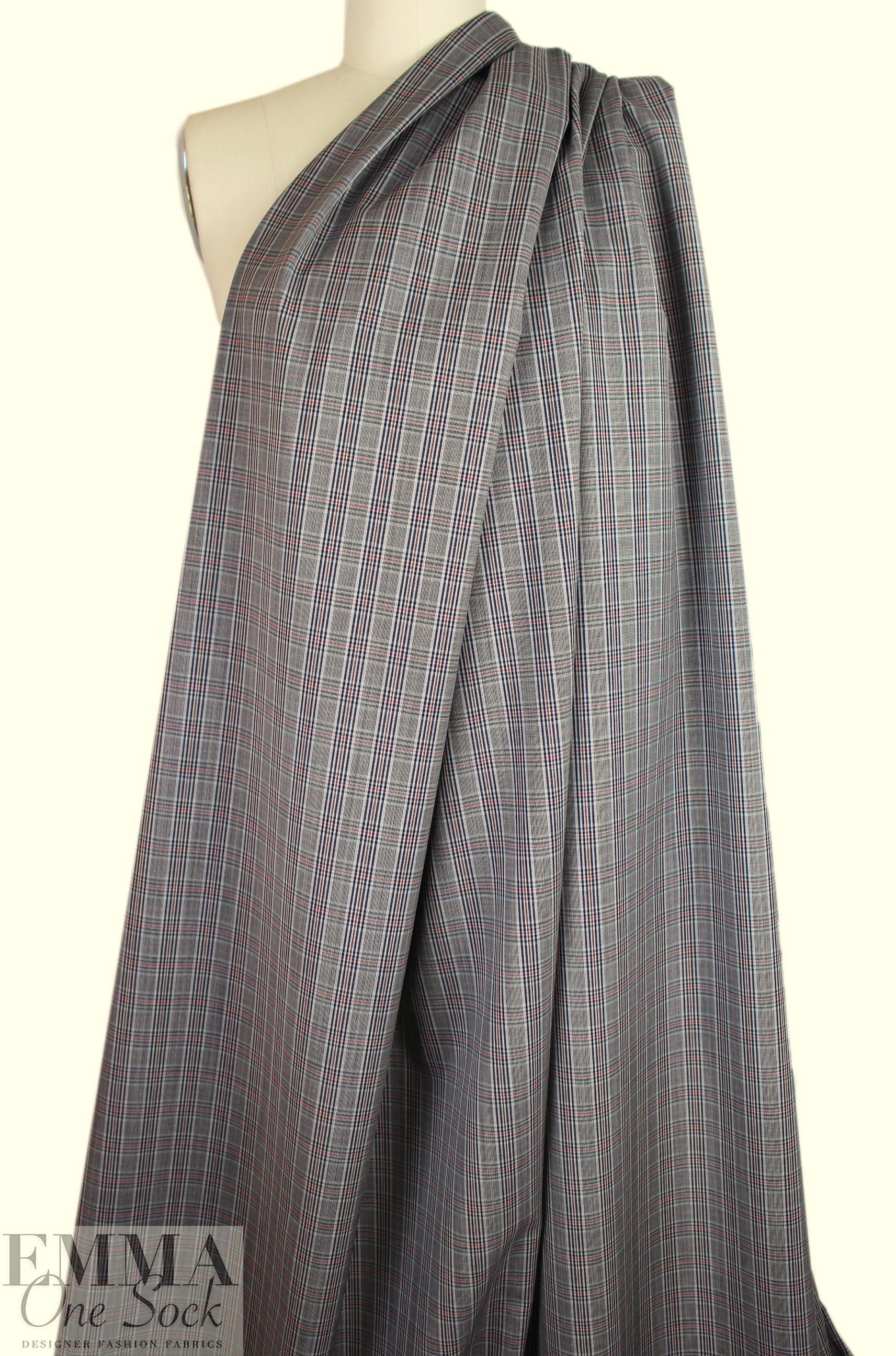 NY designer water resistant wool plaid woven